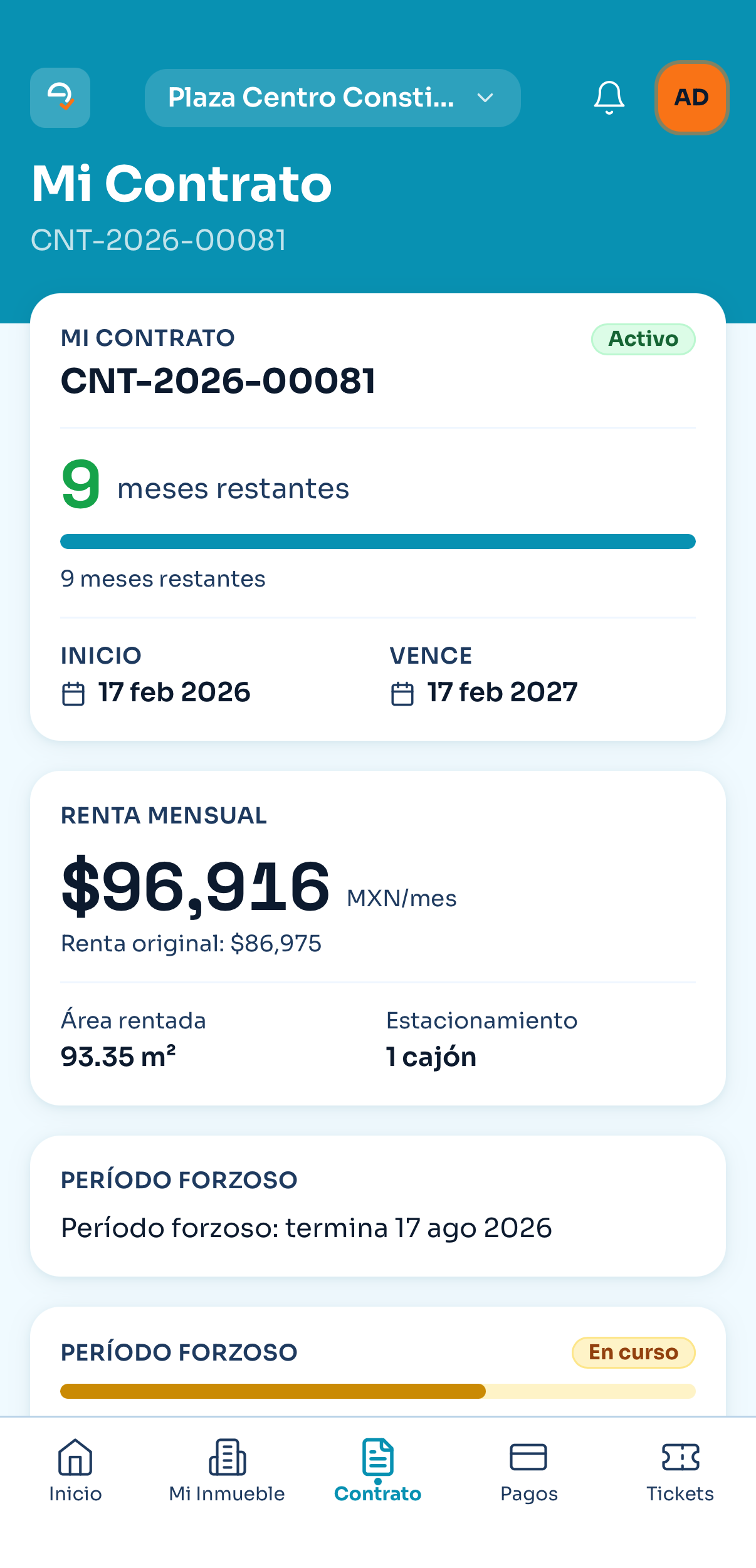 App de elisa · Mi contrato con renta mensual y vencimiento